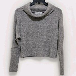 MOD Womens M Gray Cowl Neck Cropped Angora Blend Sweater Dolman Sleeve